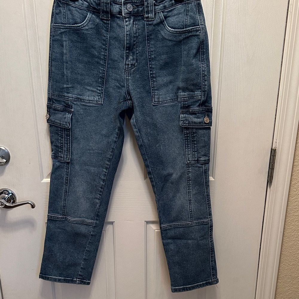 KanCan Washed Denim Cargo Pants
